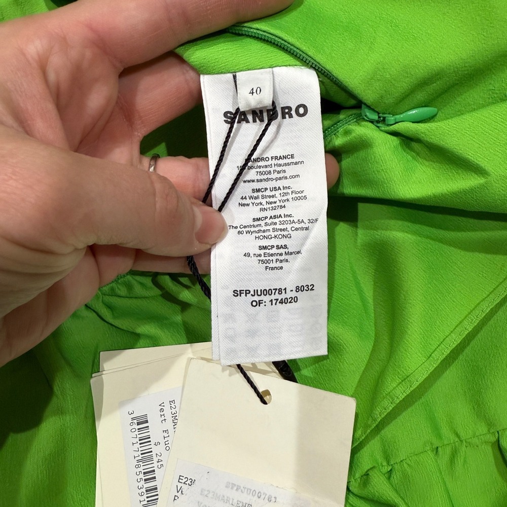 Sandro Marlene Green Ruffled Mini Skirt Vert Fluo FR 40 US 8 NWT Party Cocktail - Picture 4 of 12